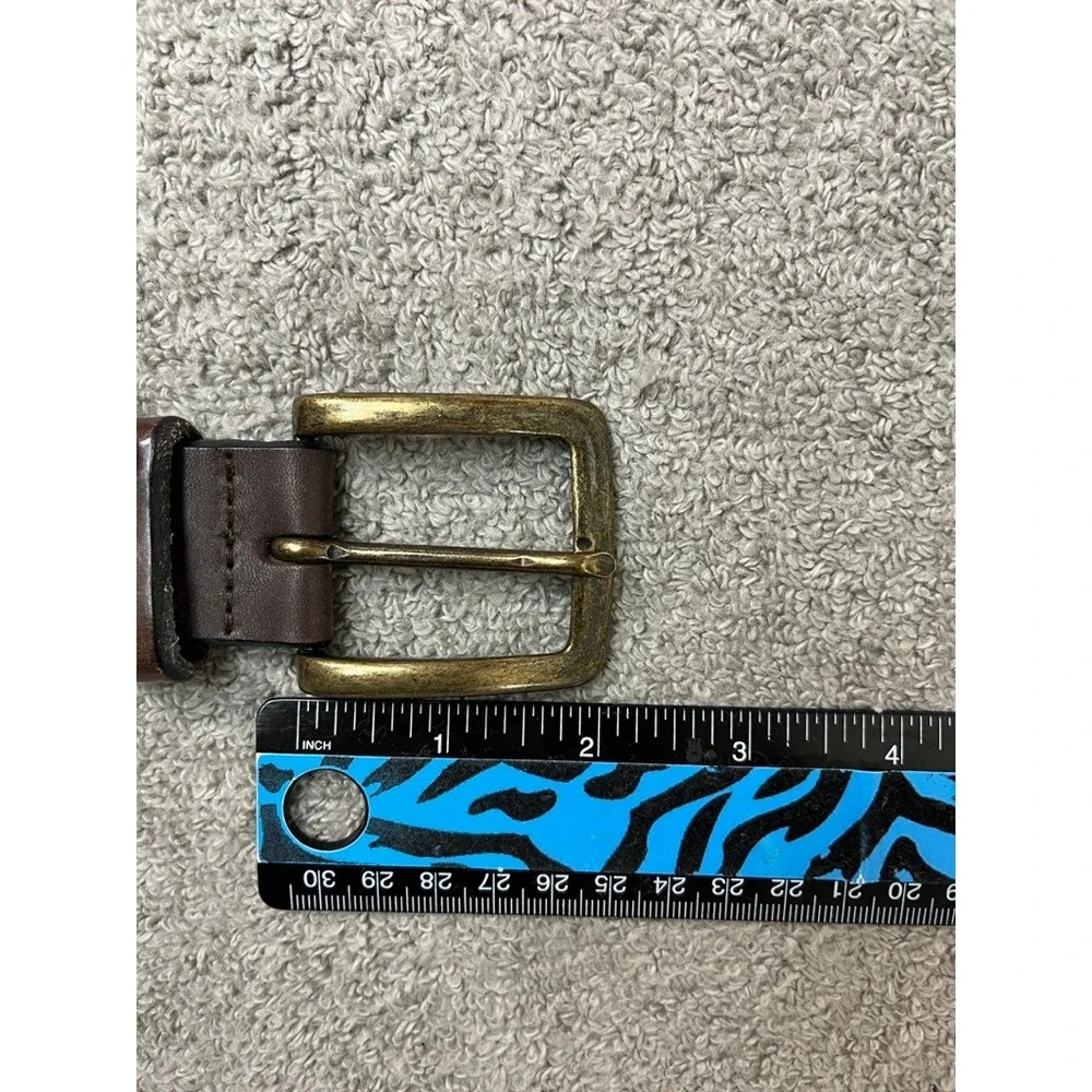 Eddie Bauer Mens Brown Leather Belt Made in Italy Brass Buckle Size 36 38